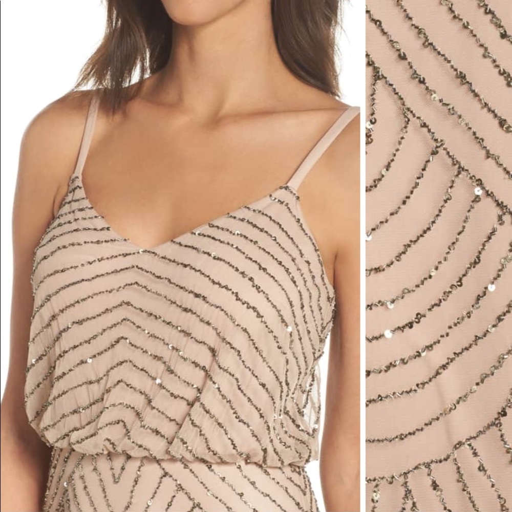 Adrianna Papell embellished blouson gown 4p